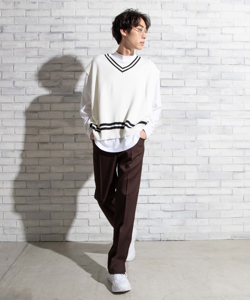 WEGO（ウィゴー）の「WEGO/ミラノリブチルデンニットベスト（ベスト・メンズ・ホワイト/ベージュ/ブルー系その他・MEDIUM/LARGE）」の12枚目の写真