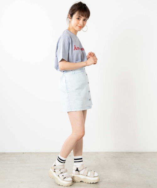 WEGO（ウィゴー）の「WEGO/カラーロゴプリントＴシャツ（Tシャツ/カットソー・レディース・サックスブルー/ホワイト・LARGE/MEDIUM/SMALL）」の8枚目の写真