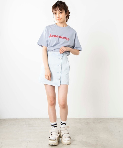 WEGO（ウィゴー）の「WEGO/カラーロゴプリントＴシャツ（Tシャツ/カットソー・レディース・サックスブルー/ホワイト・LARGE/MEDIUM/SMALL）」の9枚目の写真