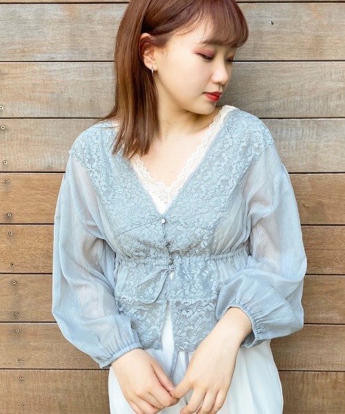 apres jour(アプレジュール)の「ラメシアーレースVブラウス【ZOZOTOWN限定アイテム】(シャツ/ブラウス・レディース・ミント/ラベンダー/オフホワイト・フリー)」の12枚目の写真