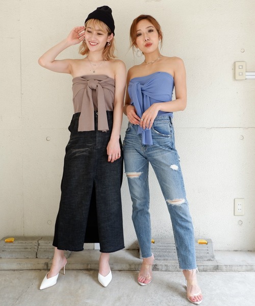 SPIRALGIRL(スパイラルガール)の「リブニットリボンベアトップス(その他トップス・レディース・ブラック/ベージュ/ブルー・FREE)」の18枚目の写真