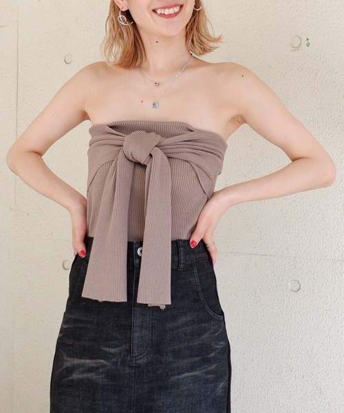 SPIRALGIRL(スパイラルガール)の「リブニットリボンベアトップス(その他トップス・レディース・ブラック/ベージュ/ブルー・FREE)」の20枚目の写真