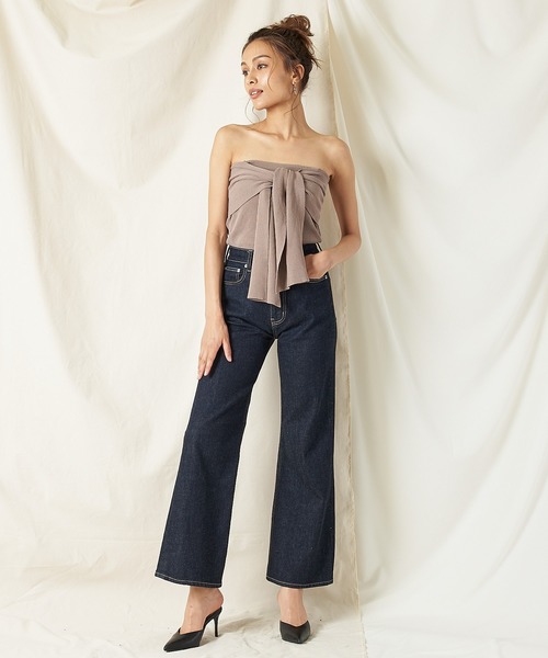 SPIRALGIRL(スパイラルガール)の「リブニットリボンベアトップス(その他トップス・レディース・ブラック/ベージュ/ブルー・FREE)」の6枚目の写真