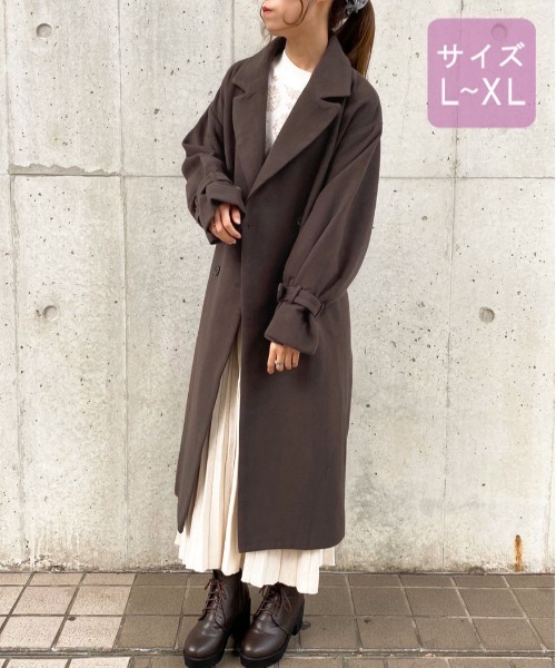 apres jour（アプレジュール）の「【大きいサイズ】袖ボリュームコート【ZOZOTOWN限定アイテム】　20AW☆（ダウンジャケット/コート・レディース・ダークブラウン/モカ/スモークピンク/ライトベージュ・X-LARGE）」の2枚目の写真