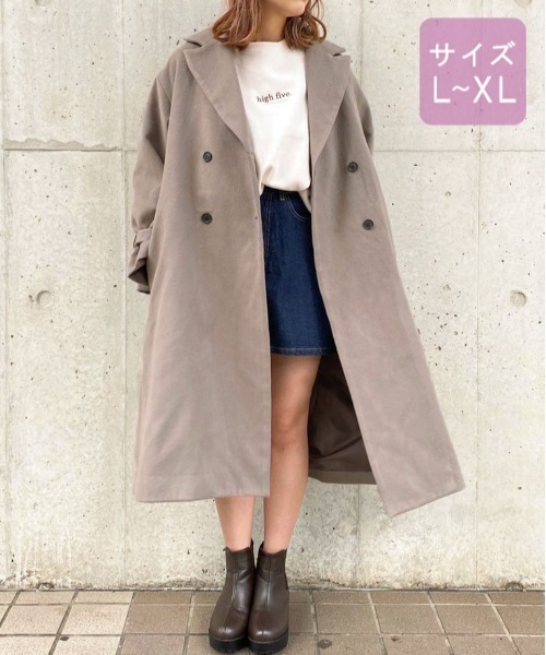 apres jour（アプレジュール）の「【大きいサイズ】袖ボリュームコート【ZOZOTOWN限定アイテム】　20AW☆（ダウンジャケット/コート・レディース・ダークブラウン/モカ/スモークピンク/ライトベージュ・X-LARGE）」の3枚目の写真