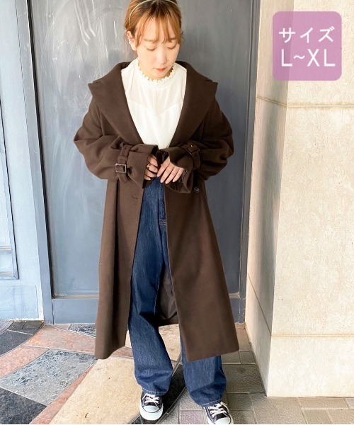 apres jour（アプレジュール）の「【大きいサイズ】袖ボリュームコート【ZOZOTOWN限定アイテム】　20AW☆（ダウンジャケット/コート・レディース・ダークブラウン/モカ/スモークピンク/ライトベージュ・X-LARGE）」の5枚目の写真