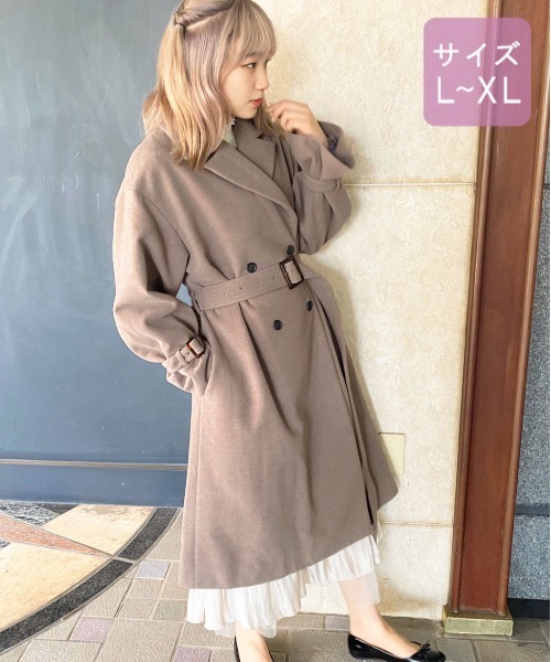 apres jour（アプレジュール）の「【大きいサイズ】袖ボリュームコート【ZOZOTOWN限定アイテム】　20AW☆（ダウンジャケット/コート・レディース・ダークブラウン/モカ/スモークピンク/ライトベージュ・X-LARGE）」の12枚目の写真