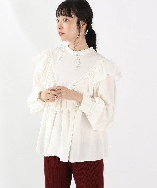 LOWRYS FARM（ローリーズファーム）の「ロマンティックフリルブラウス　893663（シャツ/ブラウス・レディース・ホワイト/ブラック/ブラウン・FREE）」の2枚目の写真