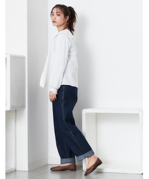 POU DOU DOU（プードゥドゥ）の「ラッフルカラーブラウス（シャツ/ブラウス・レディース・スミクロ/オフホワイト/ブラック・3）」の5枚目の写真