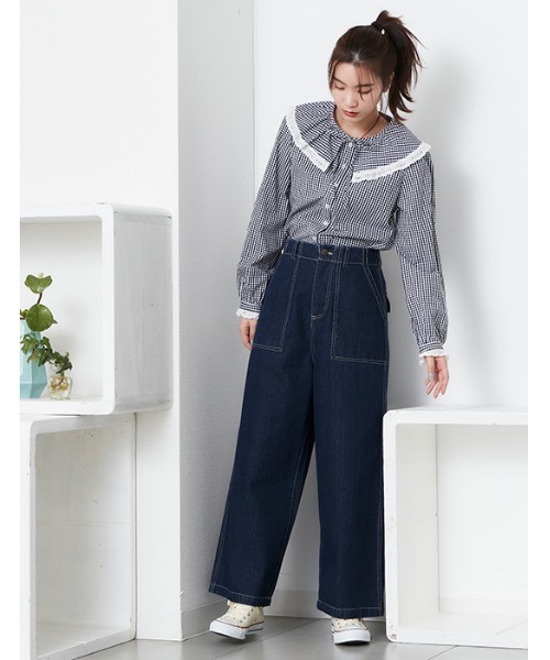 POU DOU DOU（プードゥドゥ）の「ラッフルカラーブラウス（シャツ/ブラウス・レディース・スミクロ/オフホワイト/ブラック・3）」の9枚目の写真