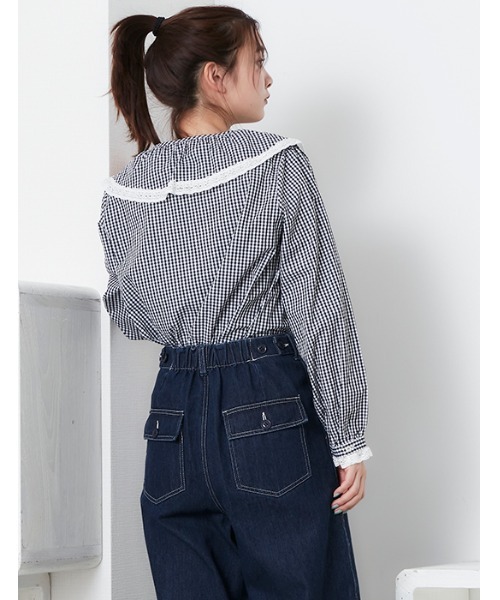 POU DOU DOU（プードゥドゥ）の「ラッフルカラーブラウス（シャツ/ブラウス・レディース・スミクロ/オフホワイト/ブラック・3）」の12枚目の写真