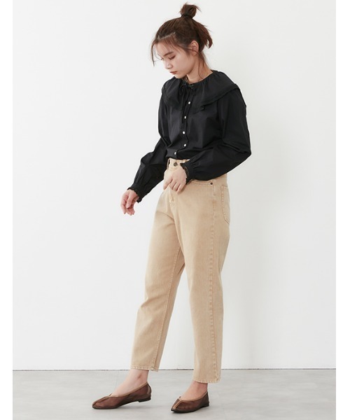 POU DOU DOU（プードゥドゥ）の「ラッフルカラーブラウス（シャツ/ブラウス・レディース・スミクロ/オフホワイト/ブラック・3）」の15枚目の写真