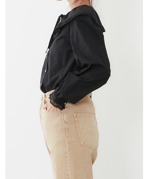 POU DOU DOU（プードゥドゥ）の「ラッフルカラーブラウス（シャツ/ブラウス・レディース・スミクロ/オフホワイト/ブラック・3）」の19枚目の写真