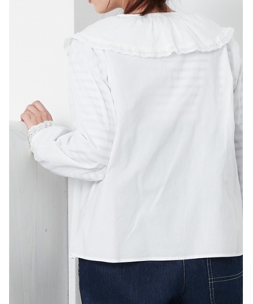 POU DOU DOU（プードゥドゥ）の「ラッフルカラーブラウス（シャツ/ブラウス・レディース・スミクロ/オフホワイト/ブラック・3）」の22枚目の写真