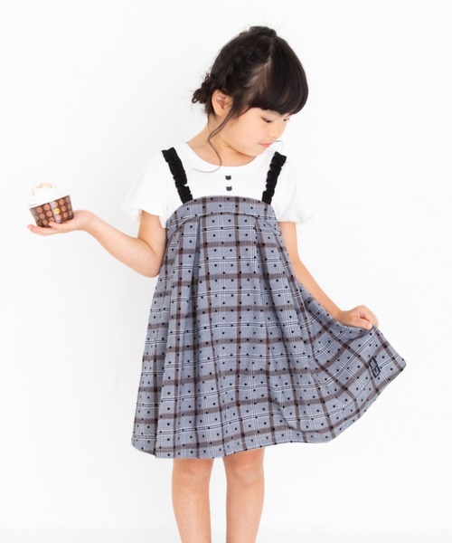セール 130 150 ワンピース グレンチェックレイヤード ワンピース Nino ニノ のファッション通販 Zozotown