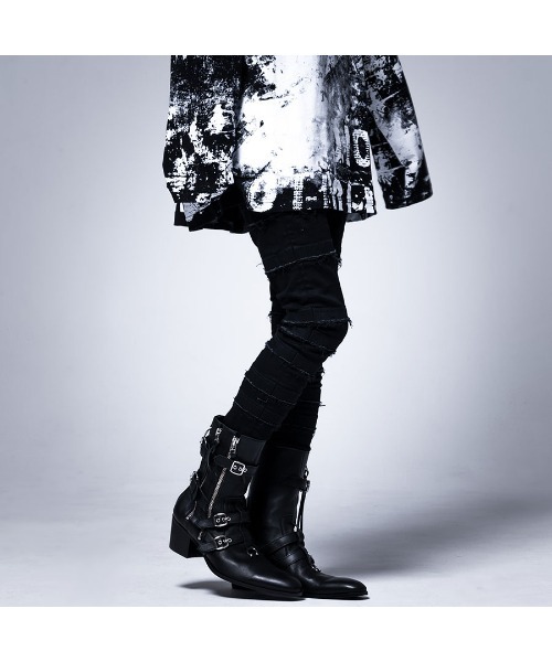 CIVARIZE（シヴァーライズ）の「『CIVARIZE』フリンジ切り替えスキニーパンツ（デニムパンツ・メンズ・ブラック・S/M/L）」の5枚目の写真