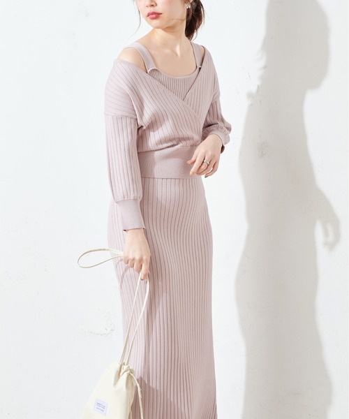 natural couture(ナチュラルクチュール)の「【WEB限定】カシュクールトップス×キャミリブワンピース(ワンピース・レディース・ライトベージュ/モカ/ミント・FREE)」の22枚目の写真