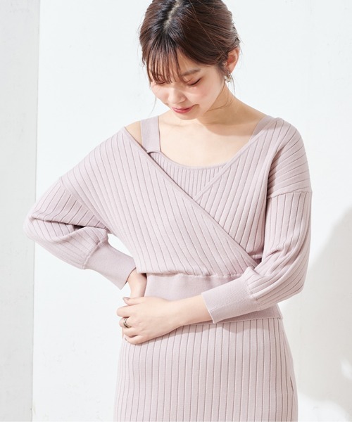 natural couture(ナチュラルクチュール)の「【WEB限定】カシュクールトップス×キャミリブワンピース(ワンピース・レディース・ライトベージュ/モカ/ミント・FREE)」の5枚目の写真