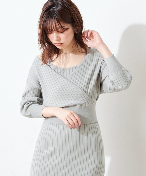 natural couture(ナチュラルクチュール)の「【WEB限定】カシュクールトップス×キャミリブワンピース(ワンピース・レディース・ライトベージュ/モカ/ミント・FREE)」の10枚目の写真