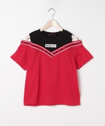 LOVETOXIC（ラブトキシック）の「レイヤード風ロゴリブTシャツ（Tシャツ/カットソー・キッズ）」
