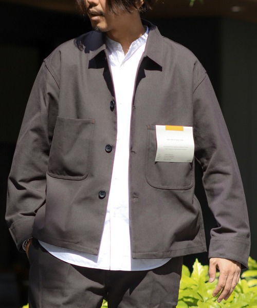 INHERIT（インヘリット）の「TCホップサックカバーオール(セットアップ着用可能)（ブルゾン・メンズ・ホワイト/ブラウン系その他/スミクロ・SMALL/MEDIUM/LARGE）」の2枚目の写真