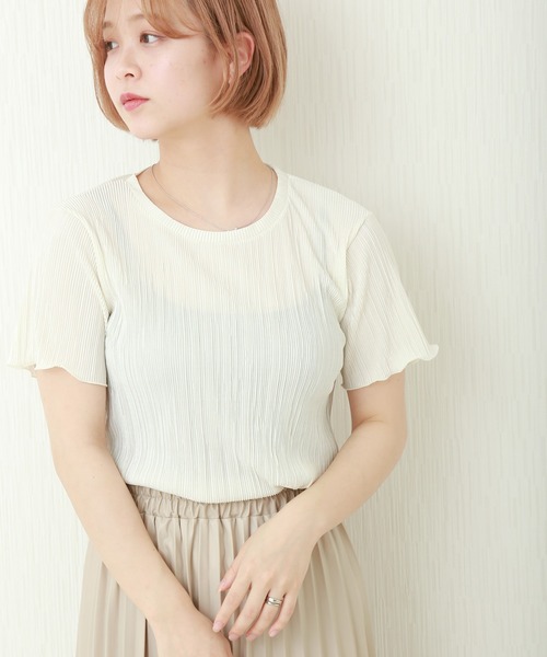 libelle more（リベル モア）の「ランダムプリーツメローカットソー（Tシャツ/カットソー・レディース・ブラック/ベージュ/グレー/オフホワイト/モカ・M）」の2枚目の写真