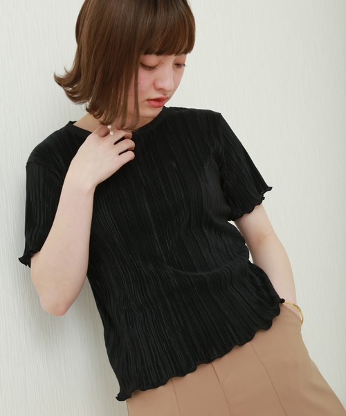 libelle more（リベル モア）の「ランダムプリーツメローカットソー（Tシャツ/カットソー・レディース・ブラック/ベージュ/グレー/オフホワイト/モカ・M）」の3枚目の写真