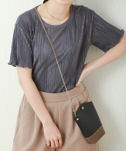 libelle more（リベル モア）の「ランダムプリーツメローカットソー（Tシャツ/カットソー・レディース・ブラック/ベージュ/グレー/オフホワイト/モカ・M）」の4枚目の写真