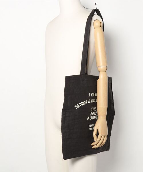 PUAL CE CIN（ピュアルセシン）の「麻プリントトート（ショルダーバッグ・レディース・チャコールグレー/ベージュ/ナチュラル・FREE）」の5枚目の写真