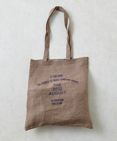 PUAL CE CIN（ピュアルセシン）の「麻プリントトート（ショルダーバッグ・レディース・チャコールグレー/ベージュ/ナチュラル・FREE）」の2枚目の写真