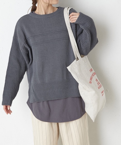 PUAL CE CIN（ピュアルセシン）の「麻プリントトート（ショルダーバッグ・レディース・チャコールグレー/ベージュ/ナチュラル・FREE）」の9枚目の写真