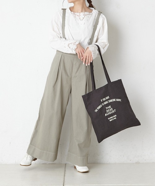 PUAL CE CIN（ピュアルセシン）の「麻プリントトート（ショルダーバッグ・レディース・チャコールグレー/ベージュ/ナチュラル・FREE）」の14枚目の写真