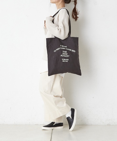 PUAL CE CIN（ピュアルセシン）の「麻プリントトート（ショルダーバッグ・レディース・チャコールグレー/ベージュ/ナチュラル・FREE）」の13枚目の写真