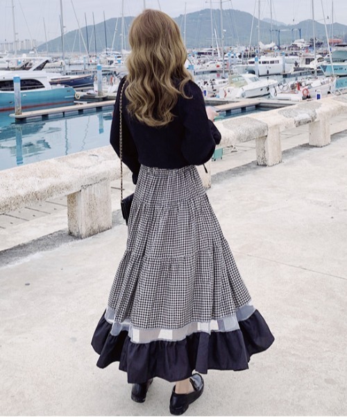 ABITOKYO（アビトーキョー）の「マキシ丈ロング異素材切り替えギンガム