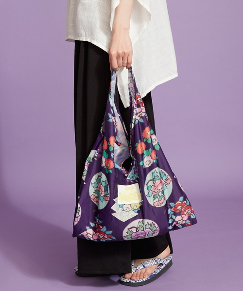 カヤ（カヤ）の「【カヤ】-eco- あずまバッグ 中（エコバッグ/サブバッグ・レディース・パープル/ネイビー/ピンク/イエロー/その他/ホワイト×ブルー/ホワイト×ブラック/ブルー系その他/オレンジ系その他/ホワイト×ネイビー/ホワイト×ピンク/グレイッシュブルー・FREE）」の14枚目の写真