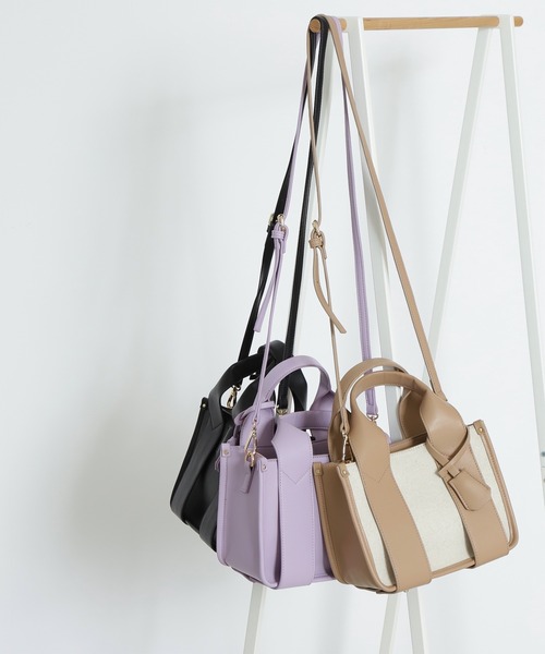 N.（N. Natural Beauty Basic）（エヌエヌナチュラルビューティーベーシック）の「◆ワイドハンドルミニトートバッグ（トートバッグ・レディース・ベージュ/パープル/ブラック・ﾌﾘ-）」の4枚目の写真