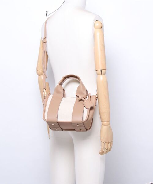 N.（N. Natural Beauty Basic）（エヌエヌナチュラルビューティーベーシック）の「◆ワイドハンドルミニトートバッグ（トートバッグ・レディース・ベージュ/パープル/ブラック・ﾌﾘ-）」の19枚目の写真