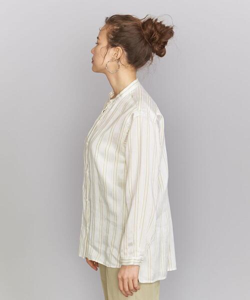 BEAUTY&YOUTH UNITED ARROWS（ビューティーアンドユースユナイテッドアローズ）の「BY ラメストライプバンドカラーシャツ（シャツ/ブラウス・レディース・ベージュ/イエロー・FREE）」の5枚目の写真