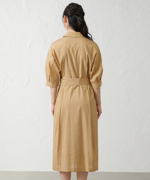 美品 AMACA ナチュラルドライオーガンジーワンピース シャツワンピース 羽織 amaca（アマカ）の「ナチュラルドライオーガンジーワンピース