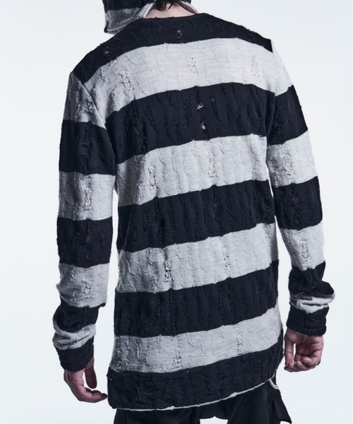 kiryuyrik(キリュウキリュウ)の「Kiryuyrik/キリュウキリュウ /DamageBorder PullOver(ニット/セーター・メンズ・ブラック/レッド・SMALL/MEDIUM/LARGE)」の4枚目の写真