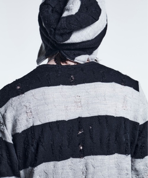 kiryuyrik(キリュウキリュウ)の「Kiryuyrik/キリュウキリュウ /DamageBorder PullOver(ニット/セーター・メンズ・ブラック/レッド・SMALL/MEDIUM/LARGE)」の6枚目の写真