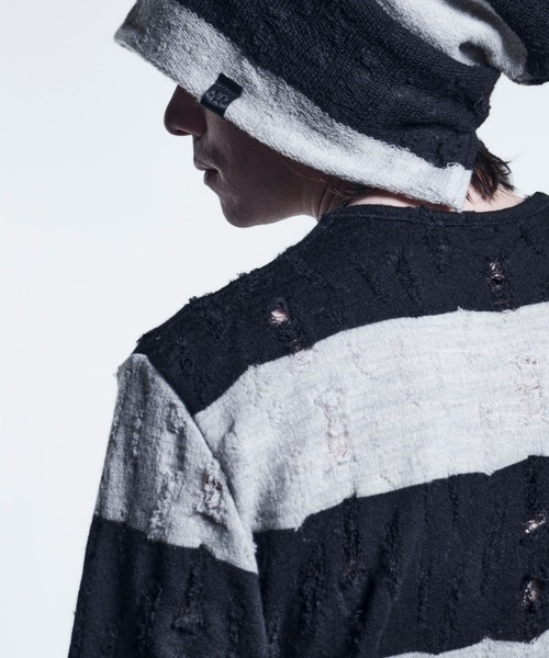 kiryuyrik(キリュウキリュウ)の「Kiryuyrik/キリュウキリュウ /DamageBorder PullOver(ニット/セーター・メンズ・ブラック/レッド・SMALL/MEDIUM/LARGE)」の5枚目の写真