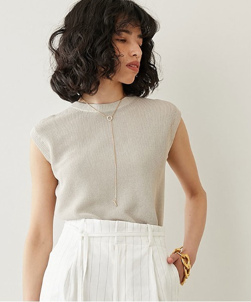 Whim Gazette（ウィムガゼット）の「WASHI ノースリプルオーバー（ニット/セーター・レディース・チャコールグレー/オレンジ/グリーン/ライトベージュ・FREE）」の3枚目の写真