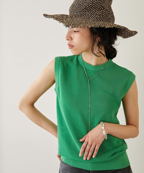 Whim Gazette（ウィムガゼット）の「WASHI ノースリプルオーバー（ニット/セーター・レディース・チャコールグレー/オレンジ/グリーン/ライトベージュ・FREE）」の4枚目の写真