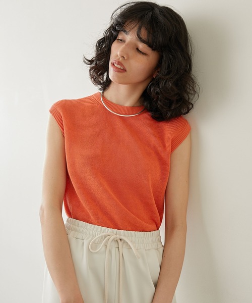 Whim Gazette（ウィムガゼット）の「WASHI ノースリプルオーバー（ニット/セーター・レディース・チャコールグレー/オレンジ/グリーン/ライトベージュ・FREE）」の15枚目の写真