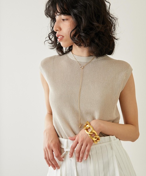 Whim Gazette（ウィムガゼット）の「WASHI ノースリプルオーバー（ニット/セーター・レディース・チャコールグレー/オレンジ/グリーン/ライトベージュ・FREE）」の7枚目の写真