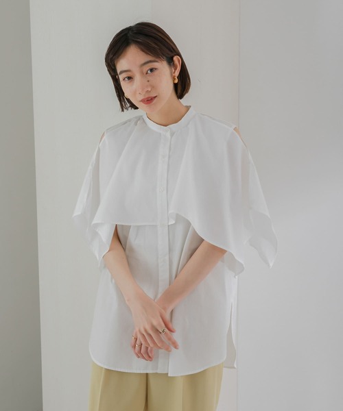 KBF(ケイビーエフ)の「2WAYマントブラウス(シャツ/ブラウス・レディース・ブラック/オフホワイト/オレンジ・ONE)」の21枚目の写真