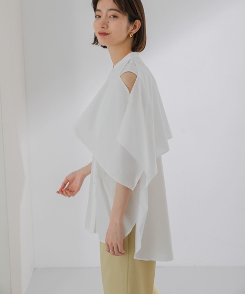 KBF(ケイビーエフ)の「2WAYマントブラウス(シャツ/ブラウス・レディース・ブラック/オフホワイト/オレンジ・ONE)」の9枚目の写真