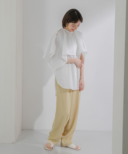 KBF(ケイビーエフ)の「2WAYマントブラウス(シャツ/ブラウス・レディース・ブラック/オフホワイト/オレンジ・ONE)」の18枚目の写真