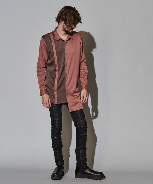 NO ID.（ノーアイディ）の「ms4726-ダブルプラケットロングＳＨ シャツ（シャツ/ブラウス・メンズ・ピンク系その他/ブラック/サックスブルー/パープル・ONE SIZE）」の7枚目の写真